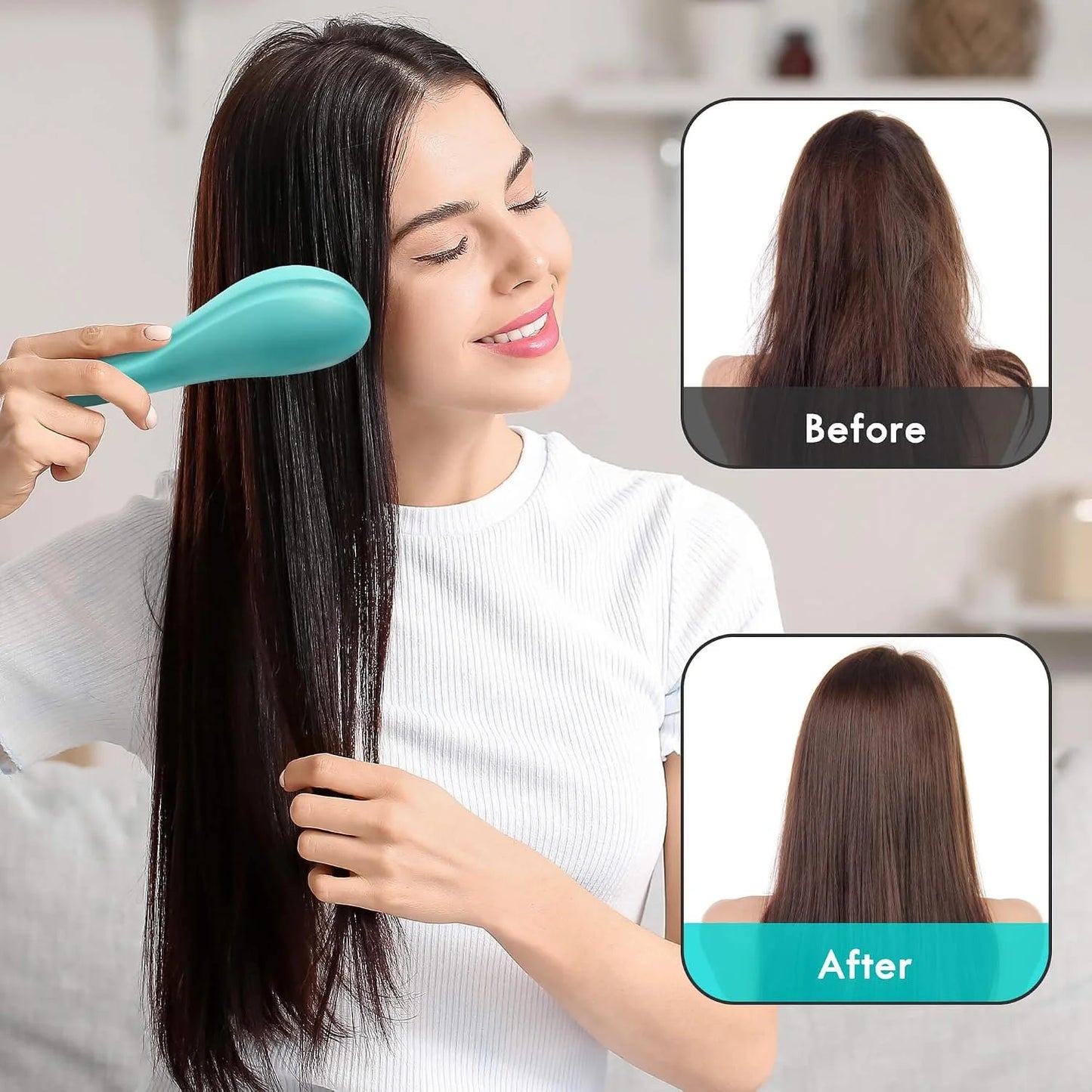 2 Pack Detangling Hair Brush - Detangler Hairbrush with Ultra Soft Bristles for Effortless Tangle Removal - For Dry Wet Damaged Curly Hair for Men Women Girls Boys Kids - Black & Green