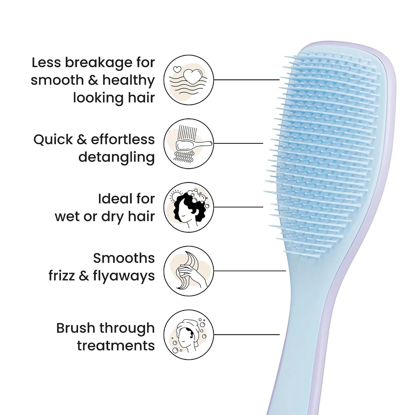 Tangle Teezer The Ultimate Detangler Hairbrush | For Wet & Dry Hair | Detangles All Hair Types | Reduces Breakage, Eliminates Knots | Two-Tiered Teeth & Comfortable Handle | Lilac Cloud Blue