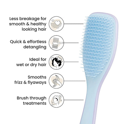 Tangle Teezer The Ultimate Detangler Hairbrush | For Wet & Dry Hair | Detangles All Hair Types | Reduces Breakage, Eliminates Knots | Two-Tiered Teeth & Comfortable Handle | Lilac Cloud Blue