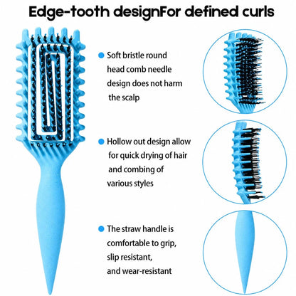 Curly Hair Brush Candybrush Curl Defining Brush for Detangling Shaping and Defining Curls for Women, Men, Wet & Dry Hair (Green Pink)