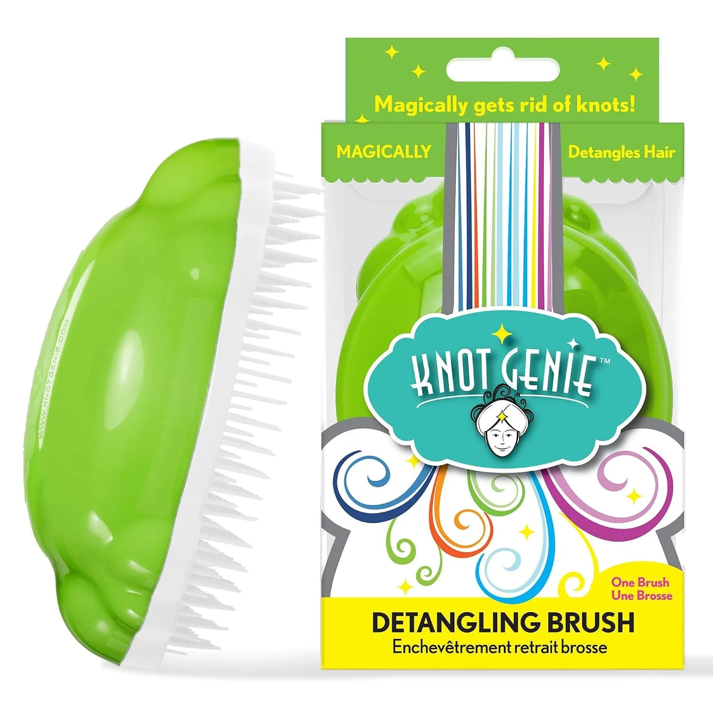 Knot Genie Detangling Hair Brush for Kids (Peaceful Purple) | Original Size | Perfect Detangling Brush for Curly Hair, Gently Separate Tangles, Leaves Hair Smooth and Shiny