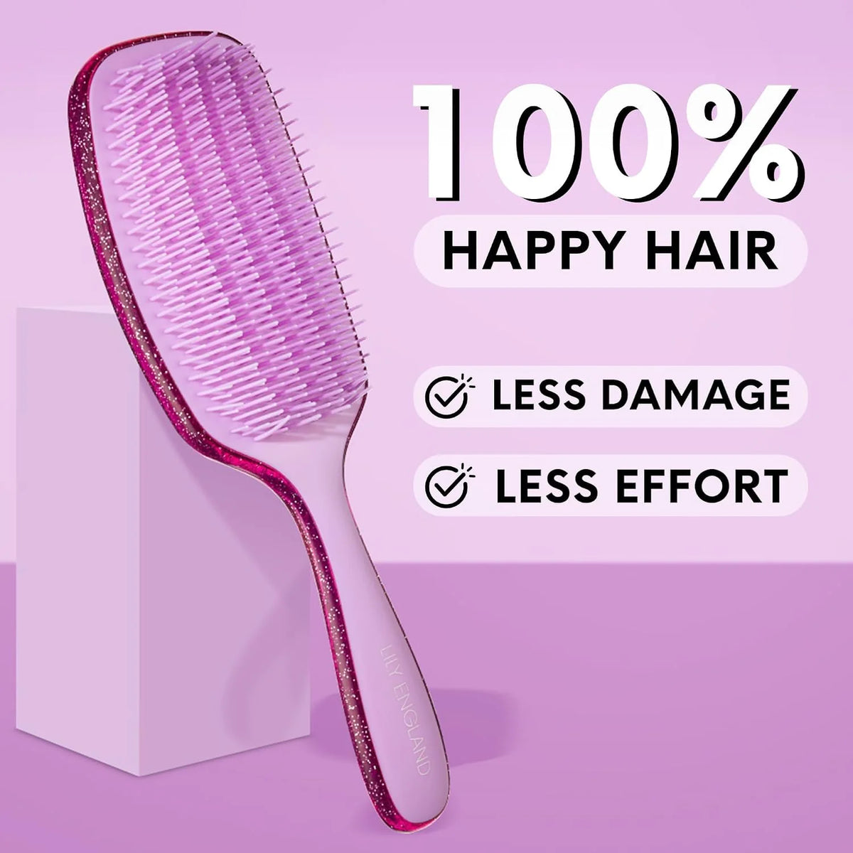 Lily England Pink Hair Brush for Women Detangling for Curly Wet & Dry Hair