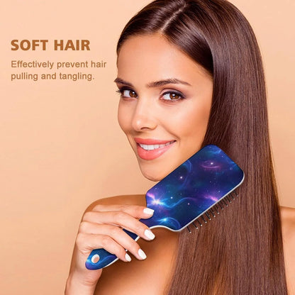 Women Girls Ladies Hair Brush Purple Black Buffalo Check Plaid Pattern, Paddle Brush for Detangling Scalp Massage, Cushion Hairbrush for Long Thick Curly Hair