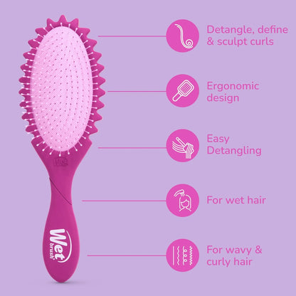 Wet Brush Curl Shaper Detangler Brush, Purple, Made for Women, Men & Kids