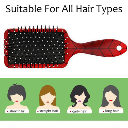 Personalized-Kids-Hair-Brush for Boy Girls Custom Gift Detangler Brush Soft Bristle Hair Brushes Travel Hair Brush for All Hair Types Christmas Hallowmas Spider Web Sliver Dot