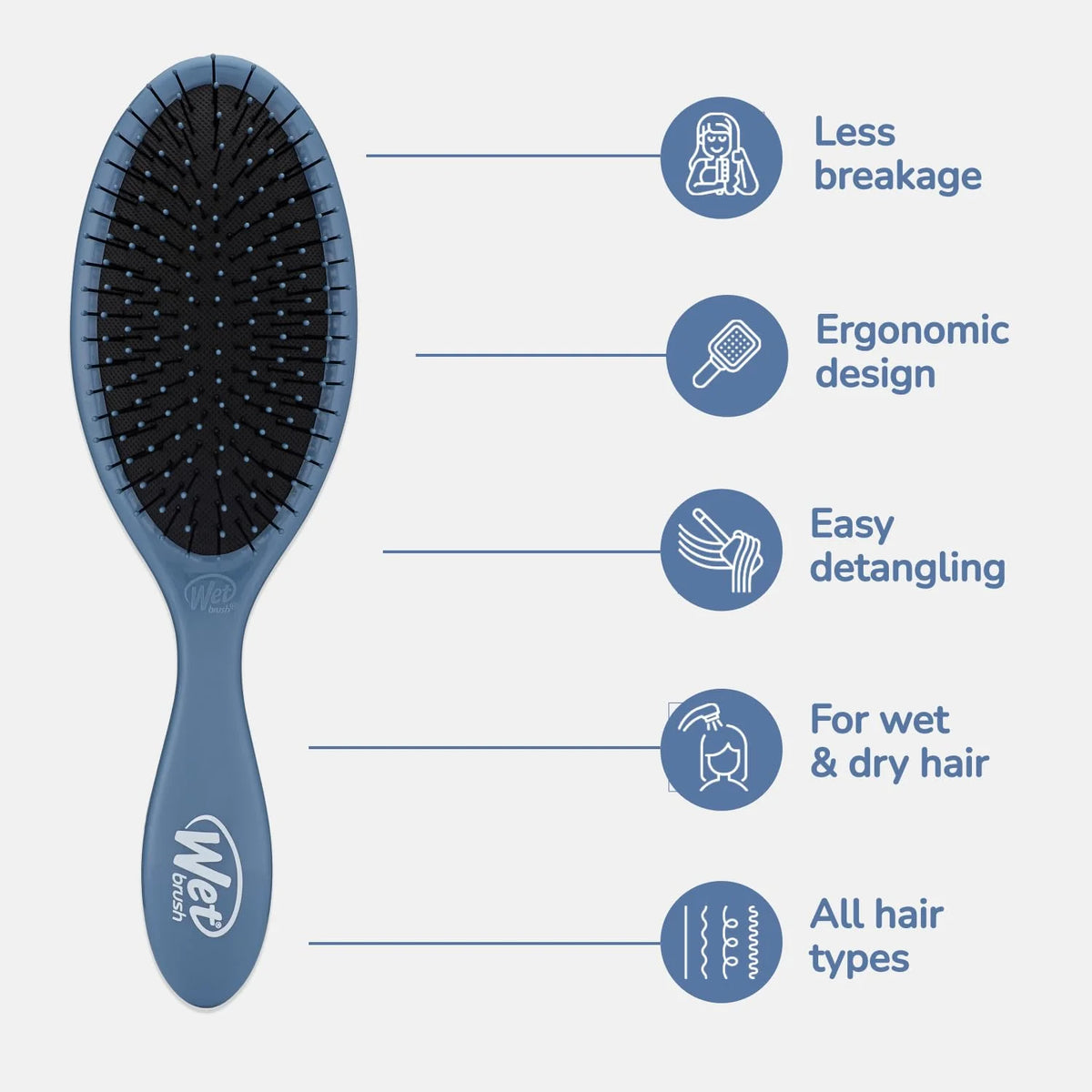 Wet Brush Original Detangler Hair Brush, Purple, For All Hair Textures