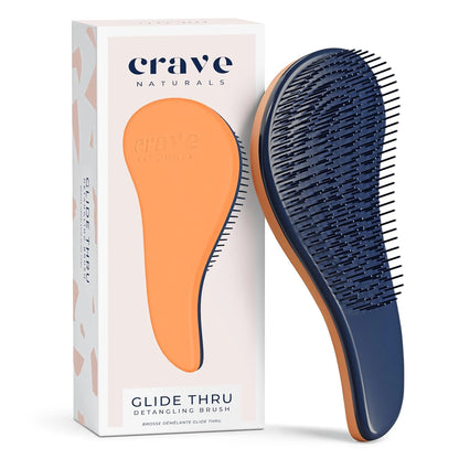 Crave Naturals Glide Thru Hair Brush - Detangler Brush for Curly, Straight, Wet or Dry Hair - Gentle Detangling Brushes for Adults, Kids, Toddlers - Hair Accessories for Women, 7.5x3" - Pink