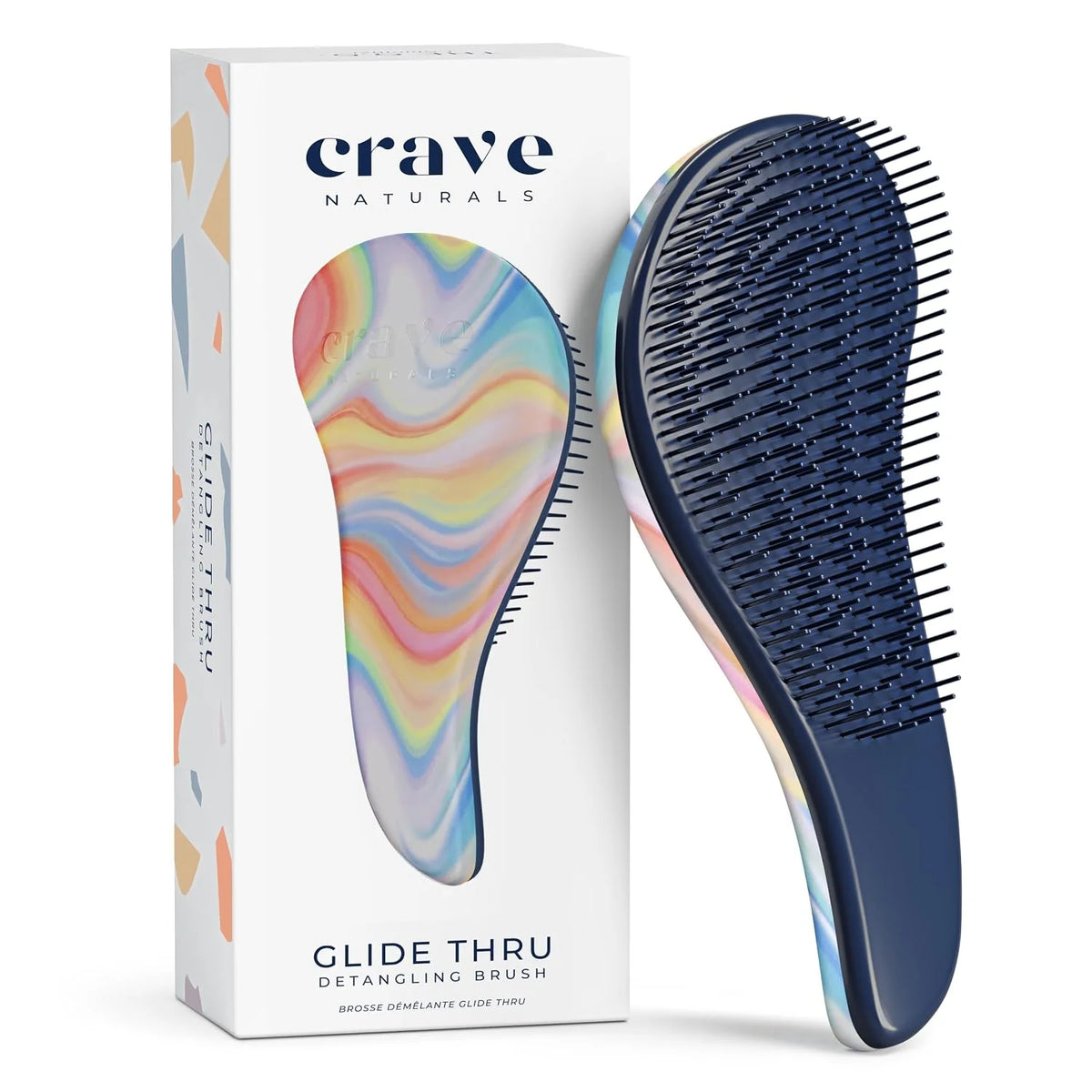 Crave Naturals Glide Thru Hair Brush - Detangler Brush for Curly, Straight, Wet or Dry Hair - Gentle Detangling Brushes for Adults, Kids, Toddlers - Hair Accessories for Women, 7.5x3" - Pink