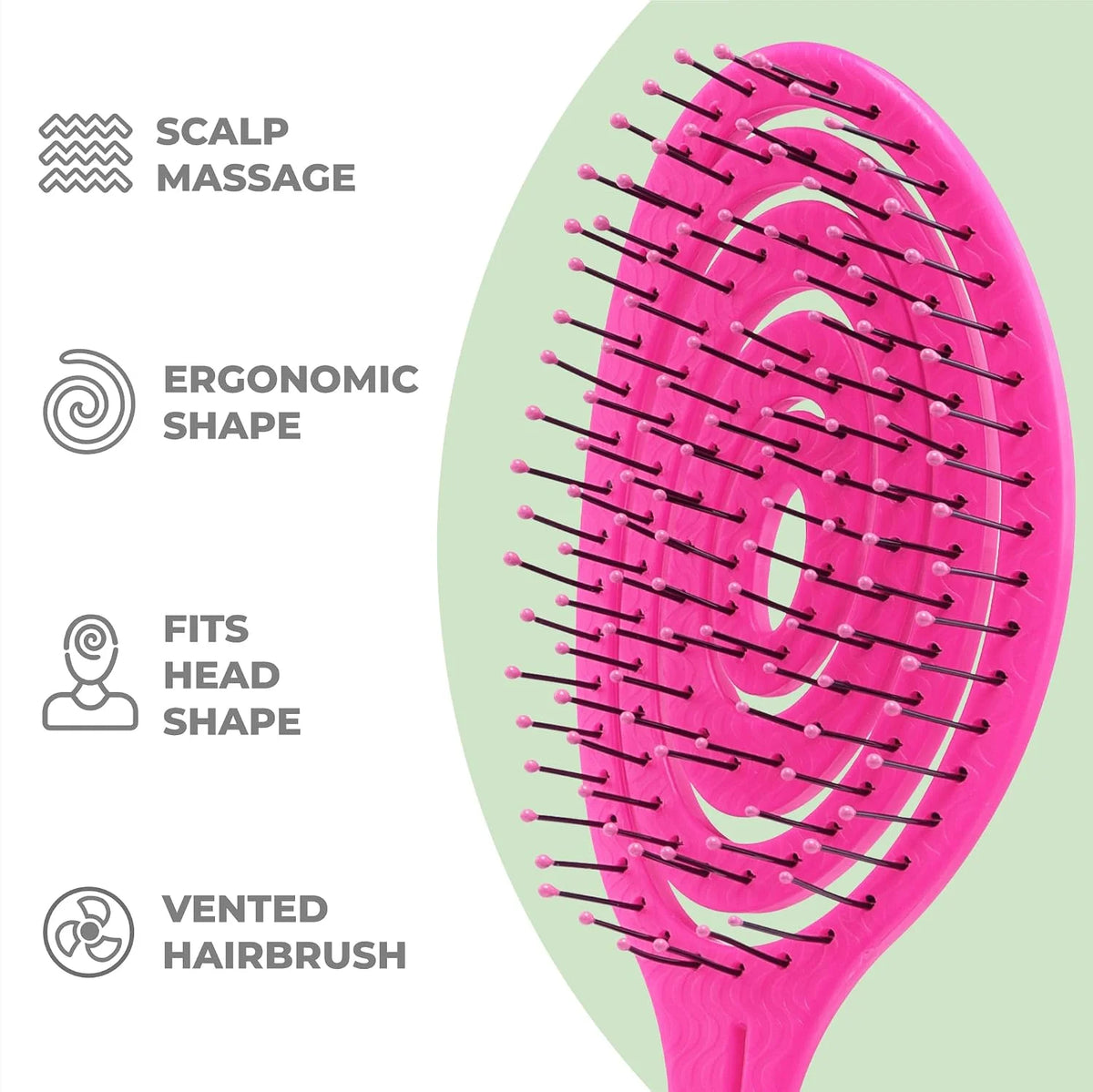Ninabella Detangler Brush - No Tangle Hair Brush for Women, Fine, Thick and Long Hair - Hairbrush for Wet and Dry Hair, Gentle on the Scalp - Elegant Black