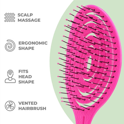 Ninabella Detangler Brush - No Tangle Hair Brush for Women, Fine, Thick and Long Hair - Hairbrush for Wet and Dry Hair, Gentle on the Scalp - Elegant Black