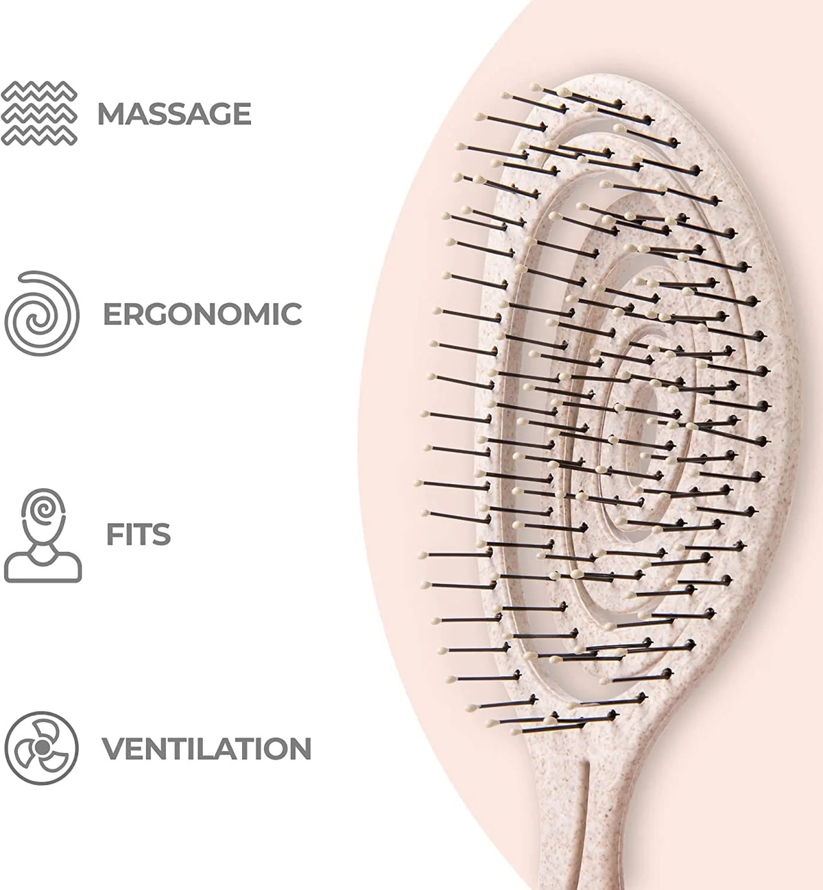Ninabella Detangler Brush - No Tangle Hair Brush for Women, Fine, Thick and Long Hair - Hairbrush for Wet and Dry Hair, Gentle on the Scalp - Elegant Black