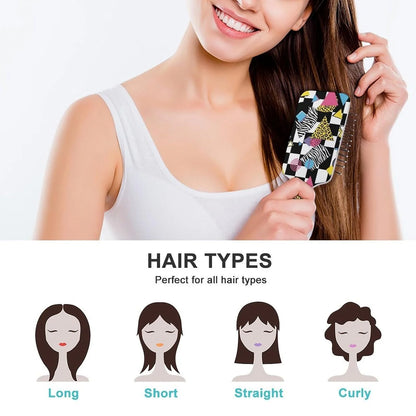 Air-Cushion Comb Black Gold Glitter Cheetah Leopard Print, Smooth Hair Salon Anti-Knotting Fluffy, For Long Thick Curly Hair, 1 Pack
