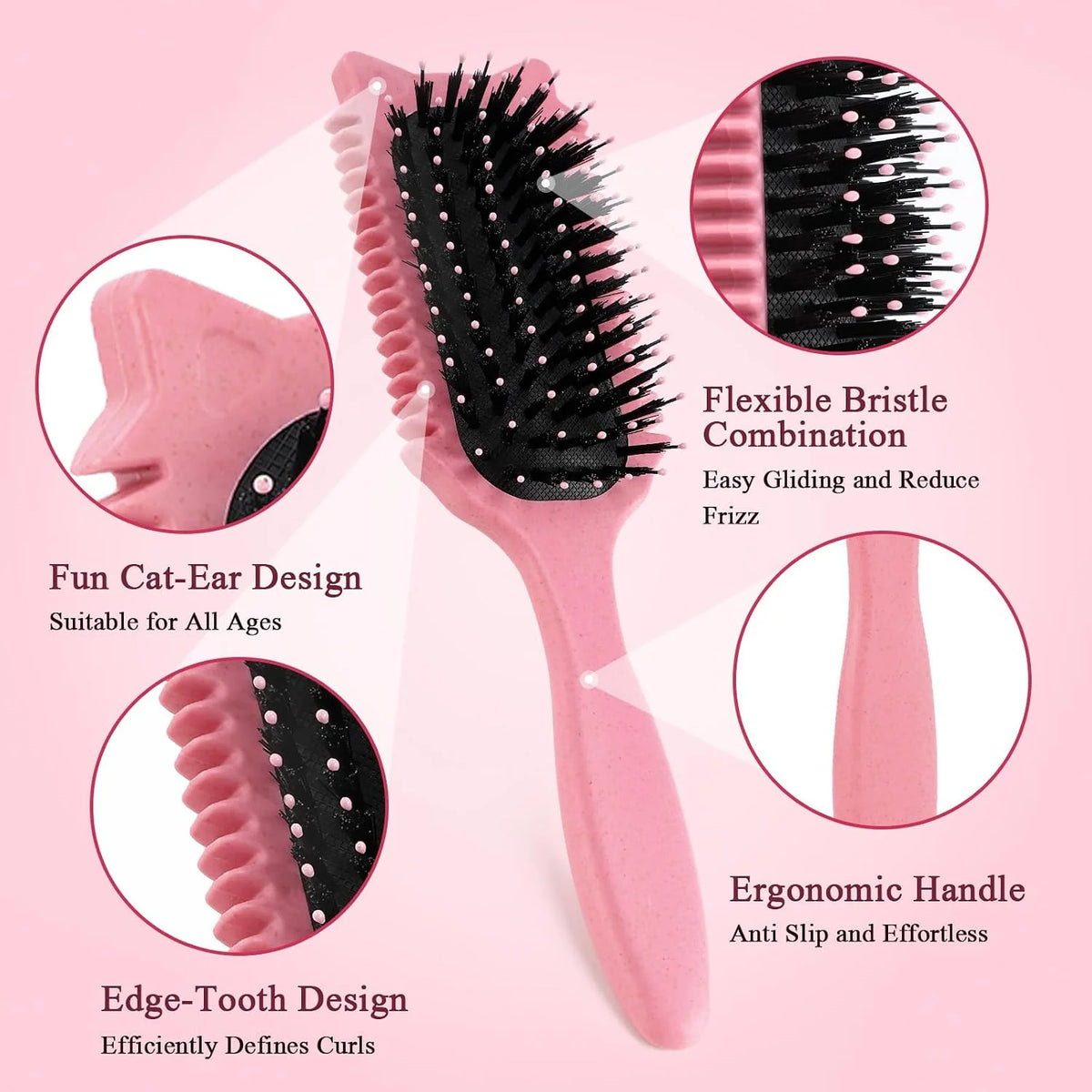 Curly Hair Brush, Cat Ear Curl Brush for Men & Women