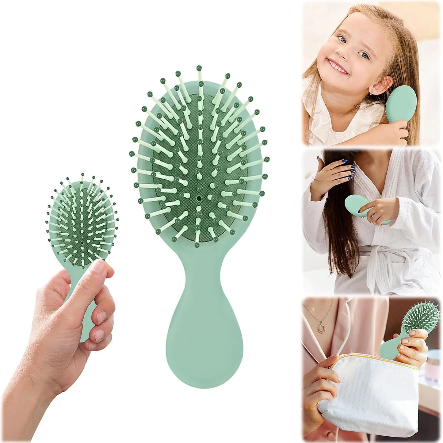 2P Mini Hair Brush,Brush Squirt Detangling Brush,Mini Detangler Brush, No Tangle Ultra-Soft IntelliFlex Bristles,with Ease Knots Without Tears or Breakage (Bright flour)