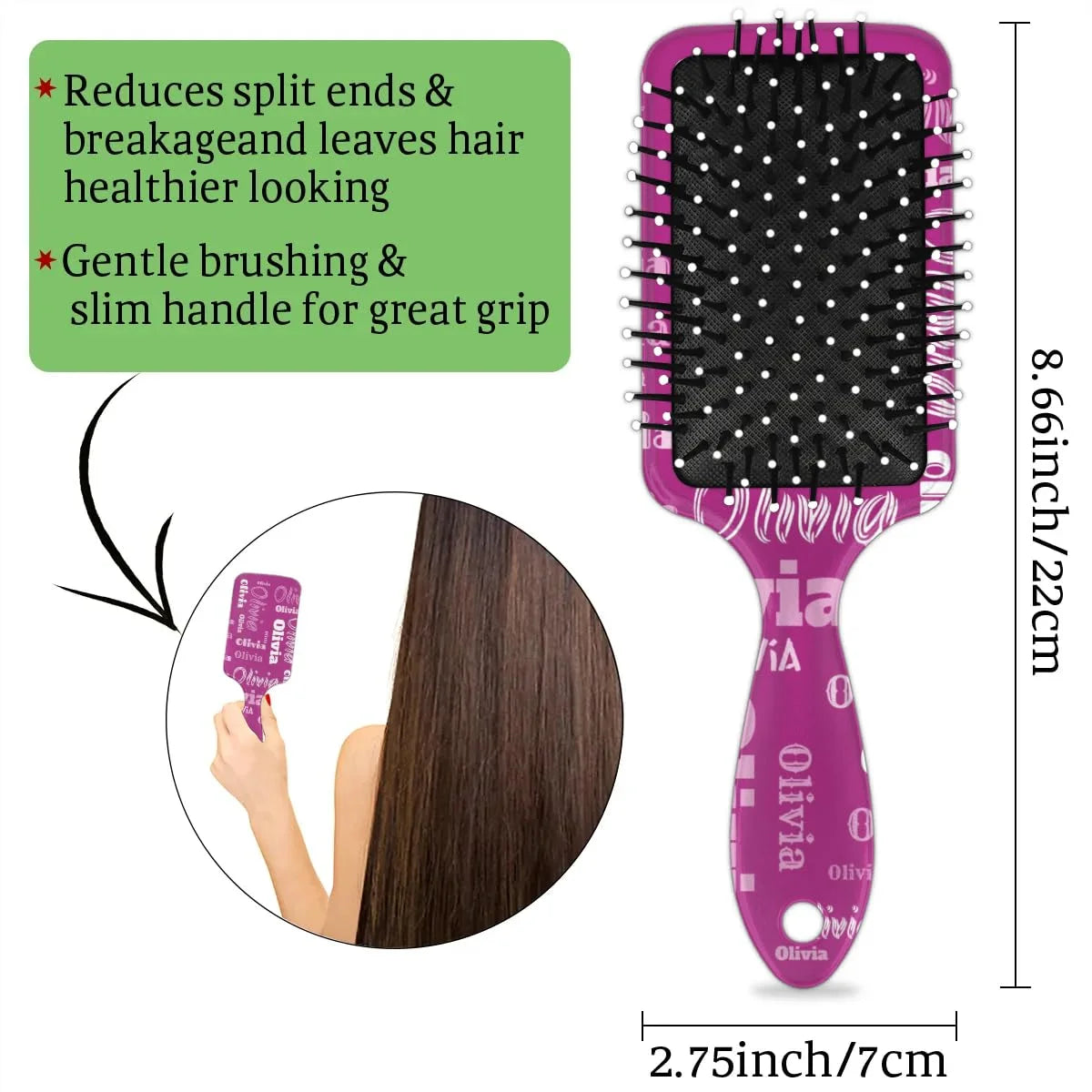 Personalized Name Hair Brush Detangler Brush Gifts for Women Man Custom Detangler-Hair-Brush Kids-Toddler-Girls for Travel All Hair Types