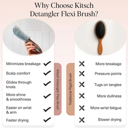 Kitsch Flexi Flow Detangler Brush, Hair Brushes For Women - Black