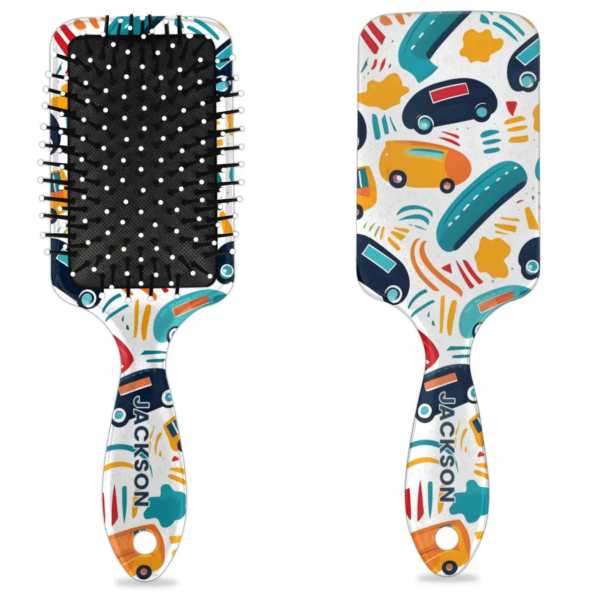 Personalized Cute Car Detangler-Hair-Brush for Kids Boys,Glides Through Tangles Comb,Custom Name Hair Brushes for All Hair Types Wet/Dry/Curly/Thick Hair,White 2