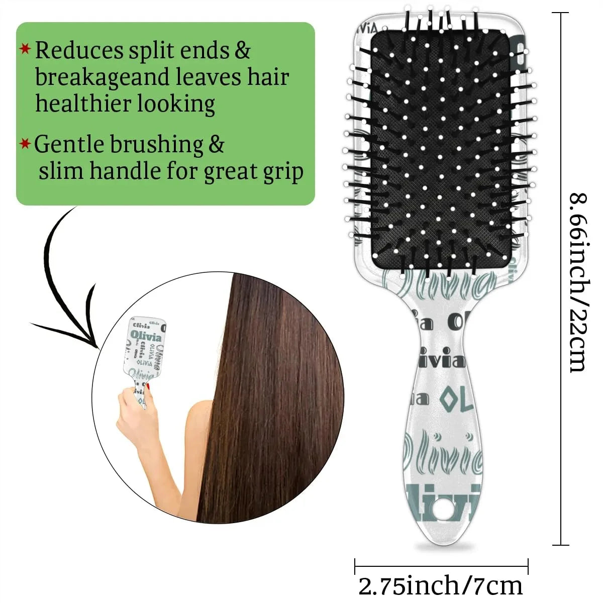 Personalized Name Hair Brush Detangler Brush Gifts for Women Man Custom Detangler-Hair-Brush Kids-Toddler-Girls for Travel All Hair Types
