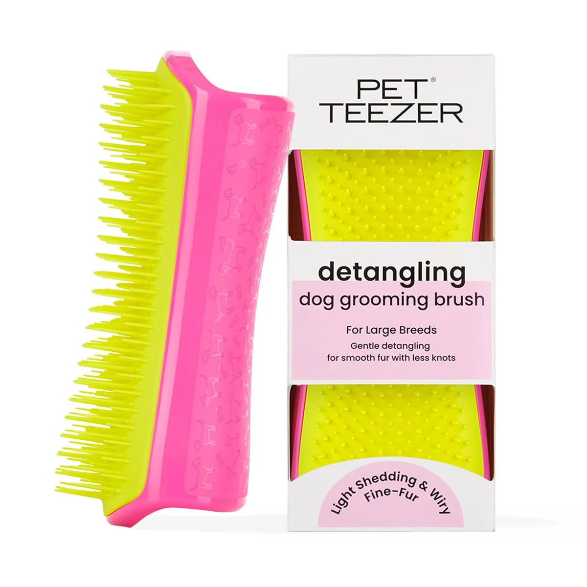 Pet Teezer Detangling Dog Brush for Long Hair Breeds, Large, Blue & Grey