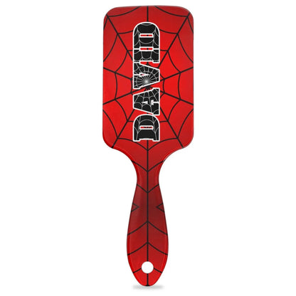 Personalized-Kids-Hair-Brush for Boy Girls Custom Gift Detangler Brush Soft Bristle Hair Brushes Travel Hair Brush for All Hair Types Christmas Hallowmas Spider Web Sliver Dot