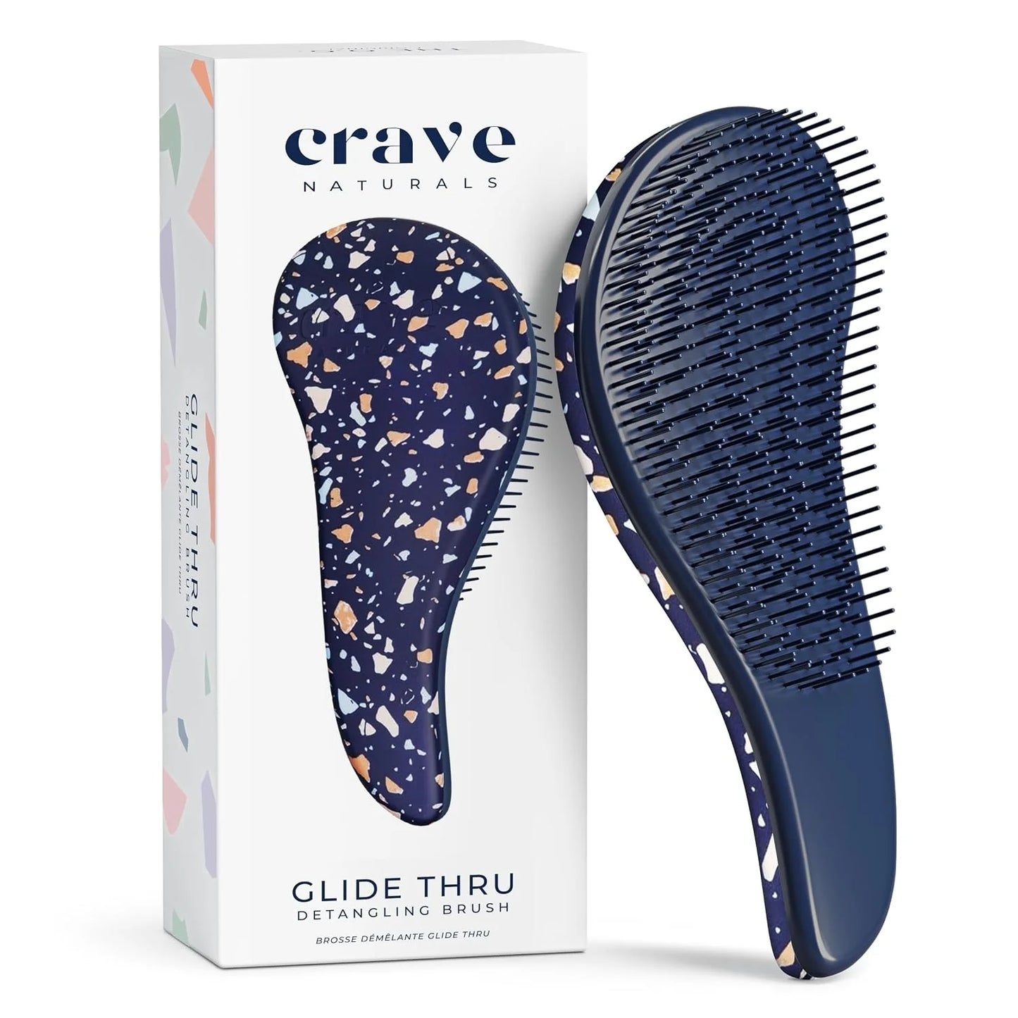 Crave Naturals Glide Thru Hair Brush - Detangler Brush for Curly, Straight, Wet or Dry Hair - Gentle Detangling Brushes for Adults, Kids, Toddlers - Hair Accessories for Women, 7.5x3" - Pink