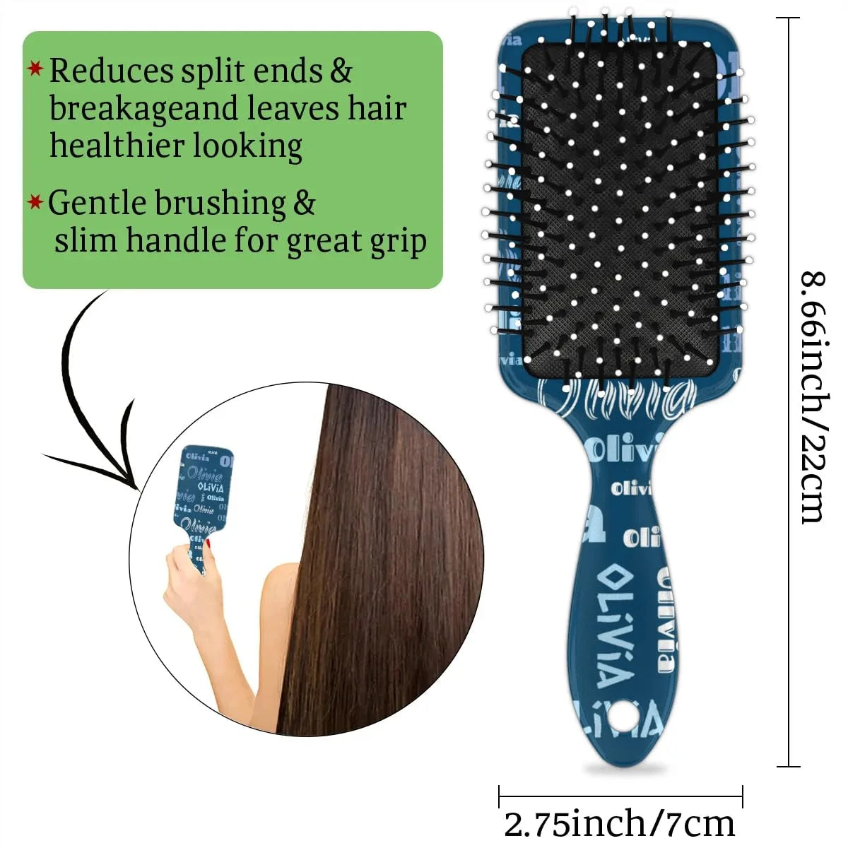 Personalized Name Hair Brush Detangler Brush Gifts for Women Man Custom Detangler-Hair-Brush Kids-Toddler-Girls for Travel All Hair Types