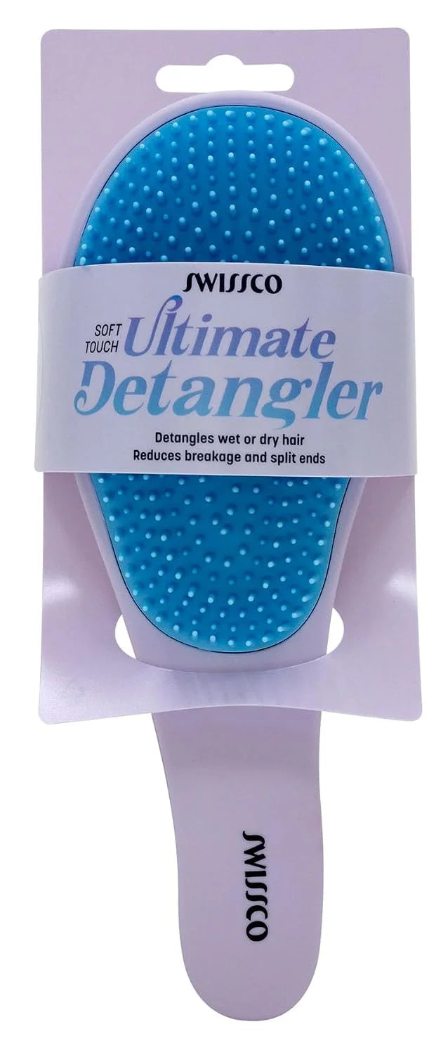 Swissco Soft Touch Ultimate Detangler Colorblock Hair Brush for Natural, Curly, Wet or Dry Hair (Mint Green Purple Colorblock)