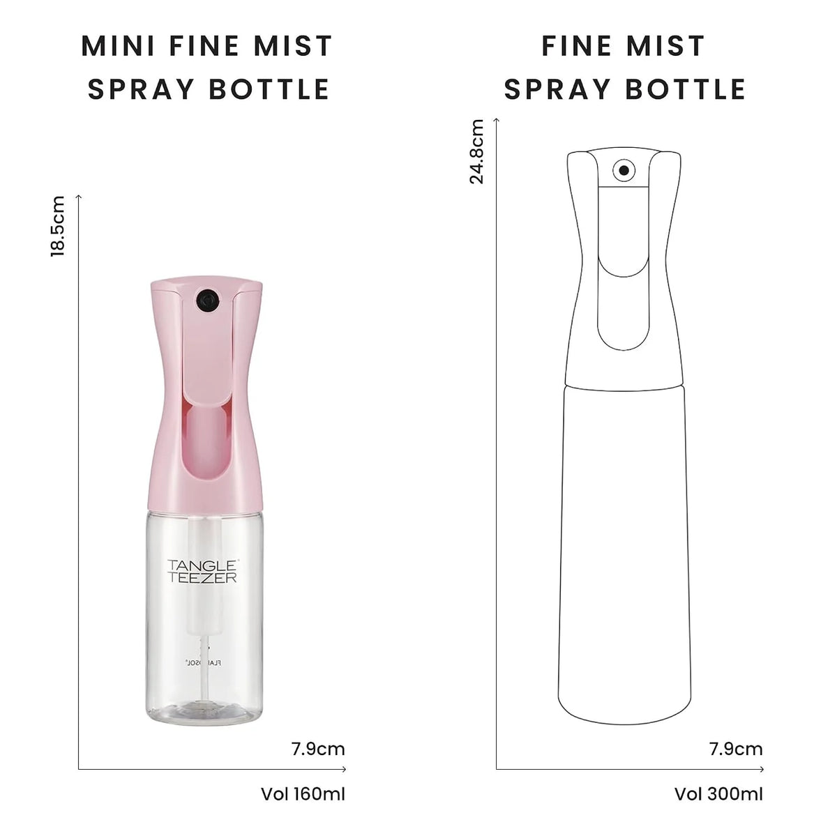TANGLE TEEZER Fine Mist Spray Bottle, Refillable, 10.1 oz, Black