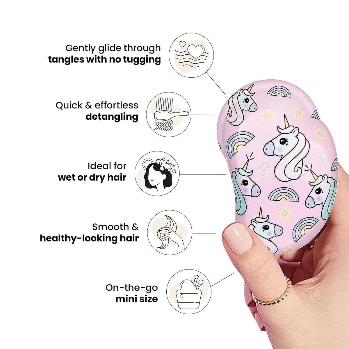 Tangle Teezer Original Detangler Mini Hair Brush for Kids, Unicorn Magic