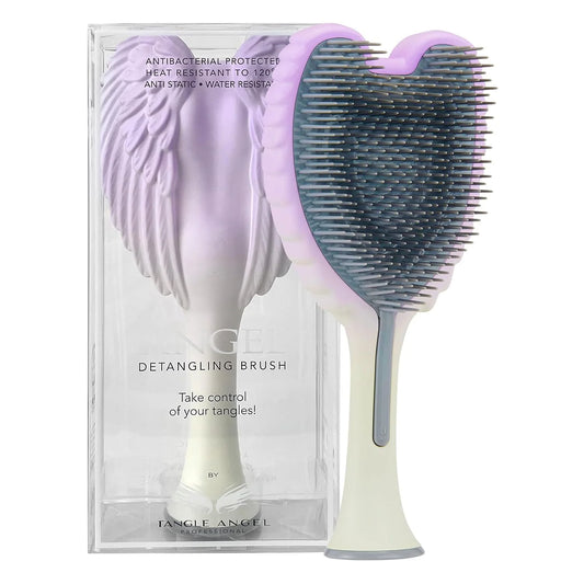 Detangling Hair Brush - Anti Static Angel Wing Hair Brush with Soft & Flexible Bristle for Straight & Wavy Hair - Tangle Angel Hair Detangler Brushes for Blow Drying & Shower - Two Tone Lilac Ivory