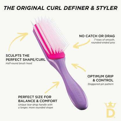 Denman D3 Original Curl Definer & Styler, Curly Hair Brush for Women & Men – 7 Row Detangling & Curl Defining Brush for Smooth Defined Curls - a precision Styling Brush for straight hair