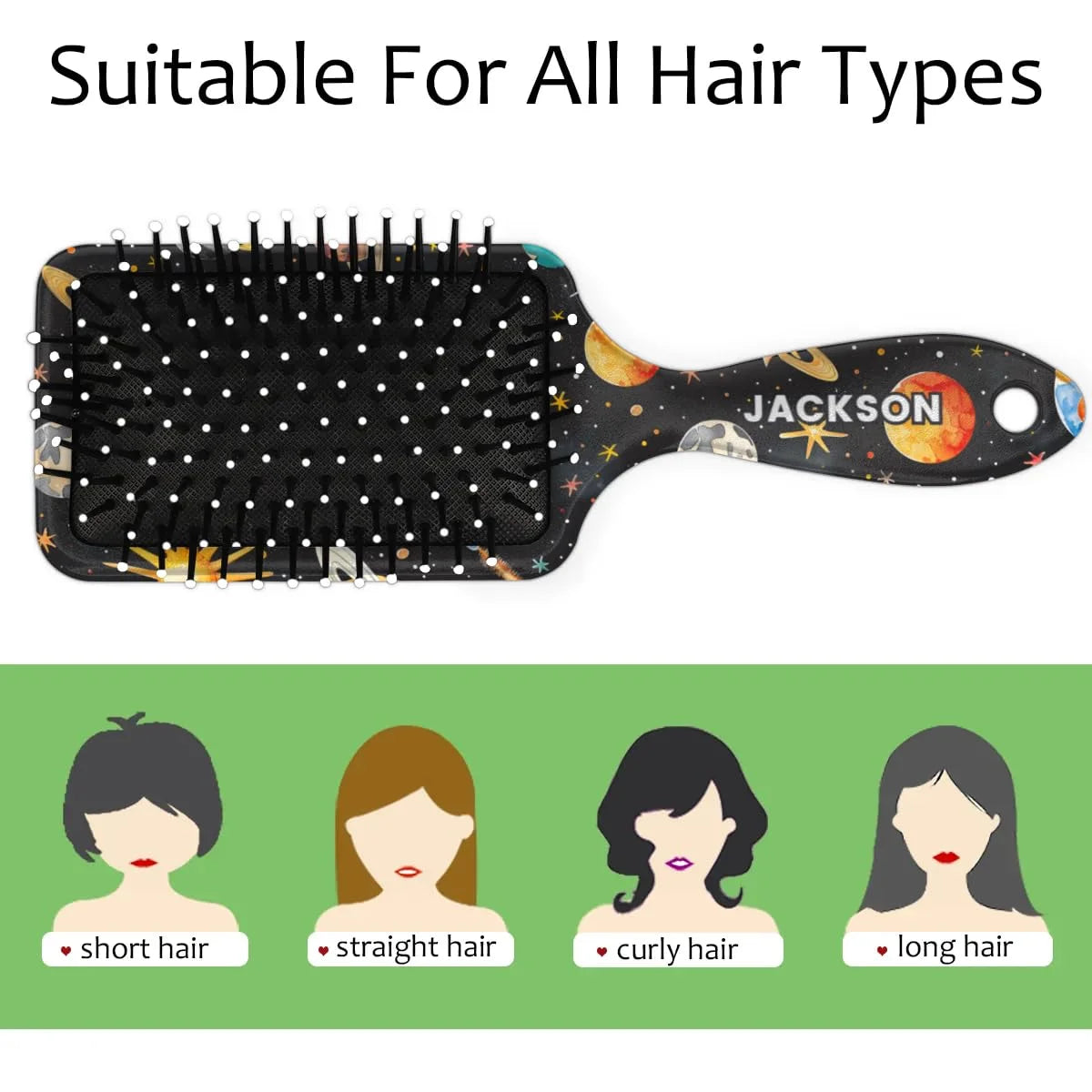 Personalized Cute Car Detangler-Hair-Brush for Kids Boys,Glides Through Tangles Comb,Custom Name Hair Brushes for All Hair Types Wet/Dry/Curly/Thick Hair,White 2