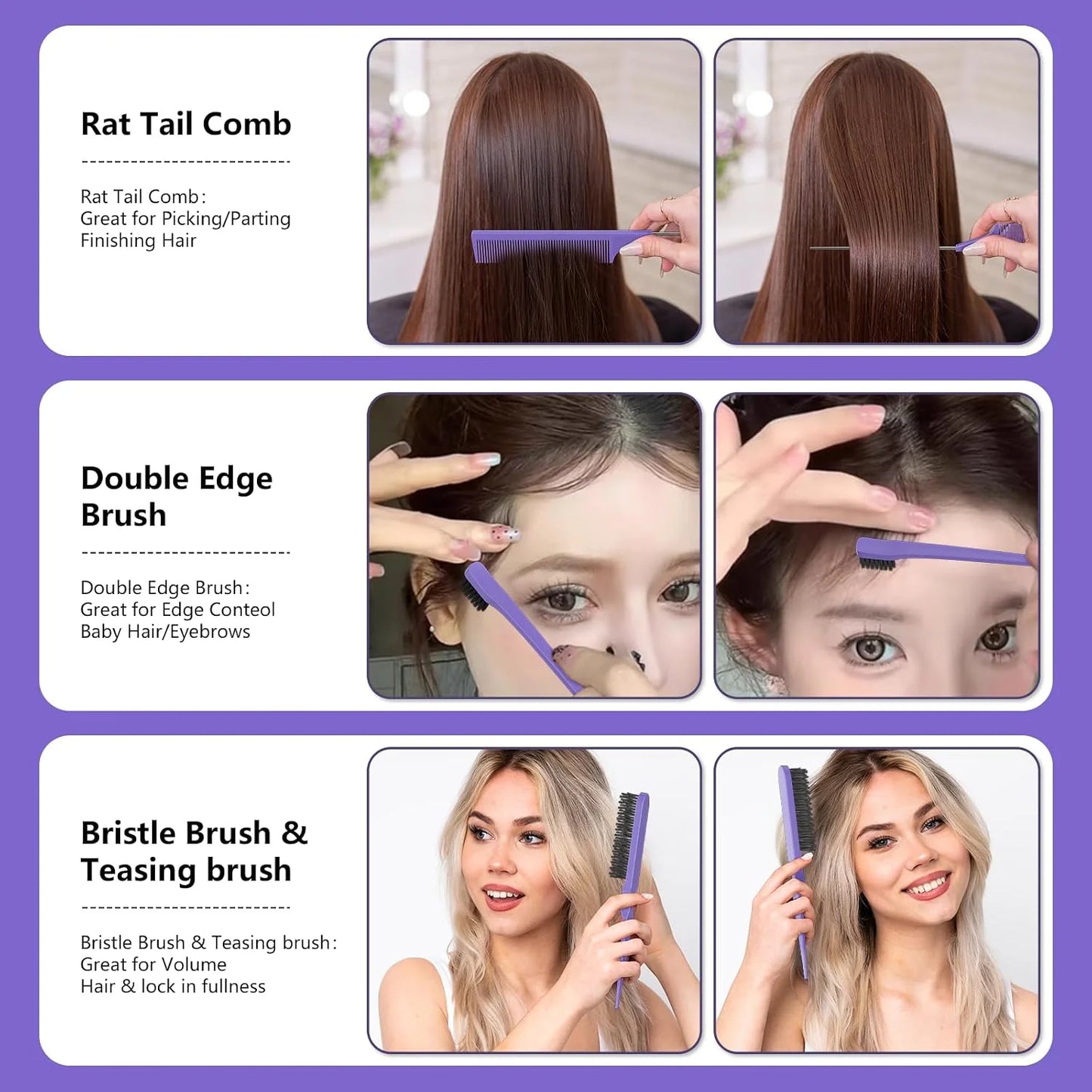 Curl Defining Brush, Curly Hair Brush, Slick Back Hair Brush, For Combing and Shaping Curls in All Hairstyles to Reduce Pulling (Pink)