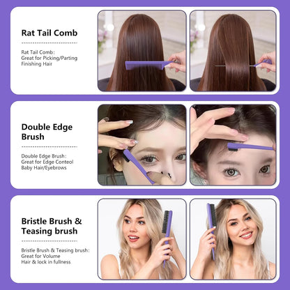 Curl Defining Brush, Curly Hair Brush, Slick Back Hair Brush, For Combing and Shaping Curls in All Hairstyles to Reduce Pulling (Pink)
