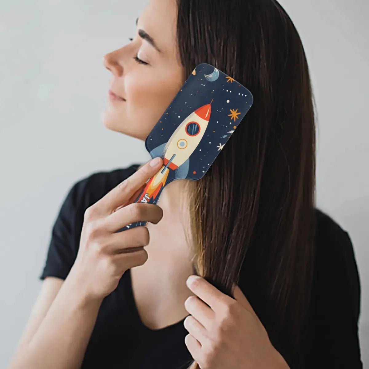 Personalized Cool-Rocket Detangler-Hair-Brush for Kids-Boys,Glides Through Tangles Comb,Custom Name Hair Brushes for All Hair Types Wet/Dry/Curly/Thick Hair,Dark Blue