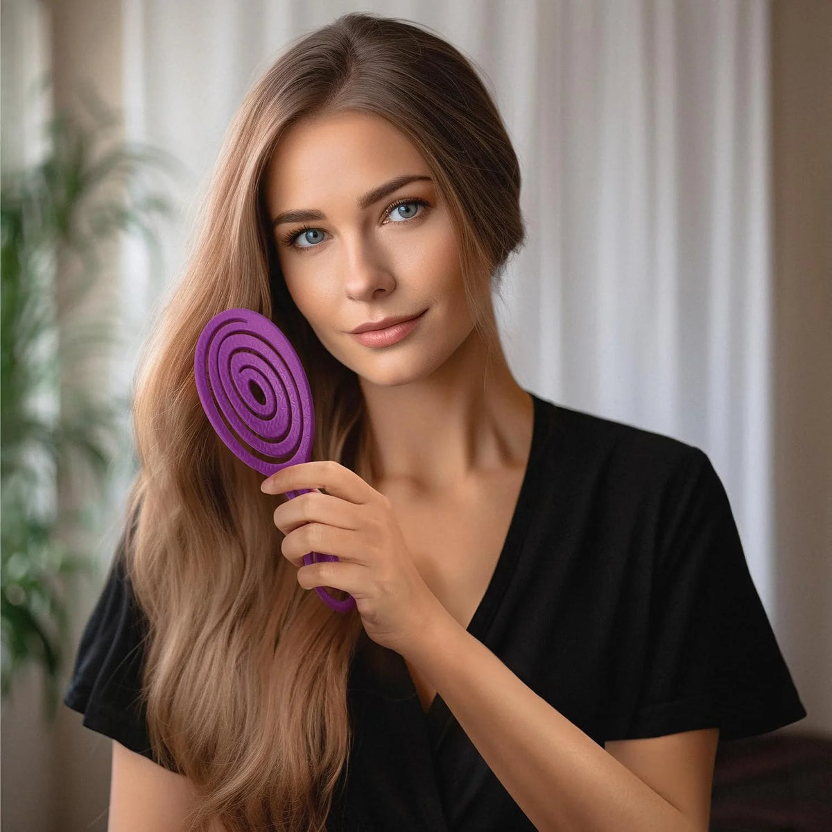 Ninabella Detangler Brush - No Tangle Hair Brush for Women, Fine, Thick and Long Hair - Hairbrush for Wet and Dry Hair, Gentle on the Scalp - Elegant Black