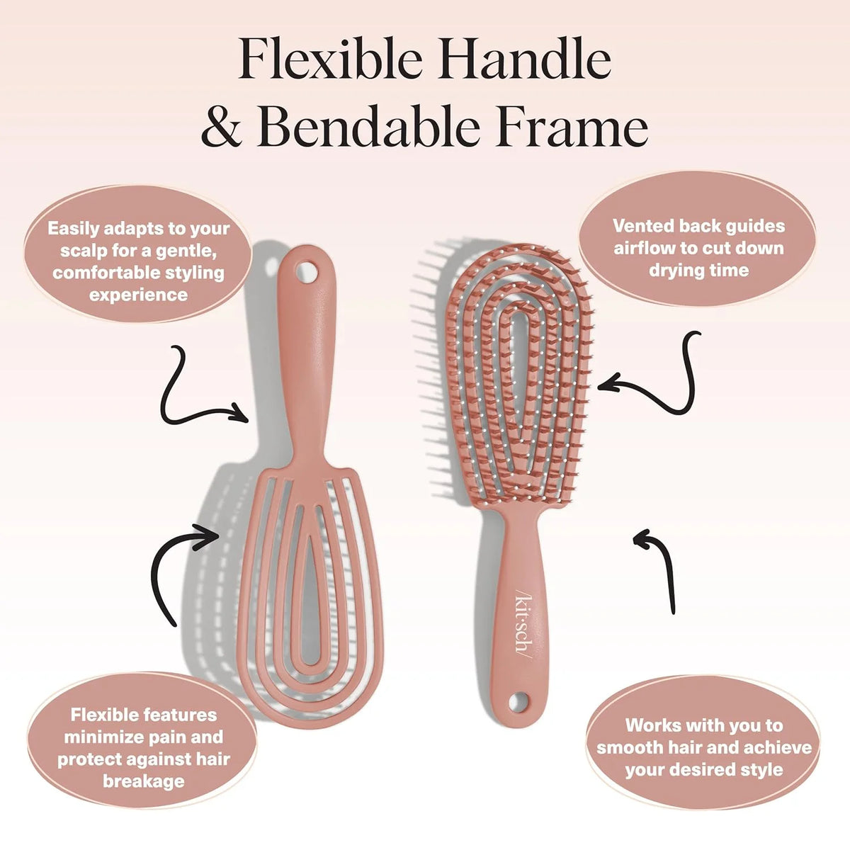 Kitsch Flexi Flow Detangler Brush, Hair Brushes For Women - Black