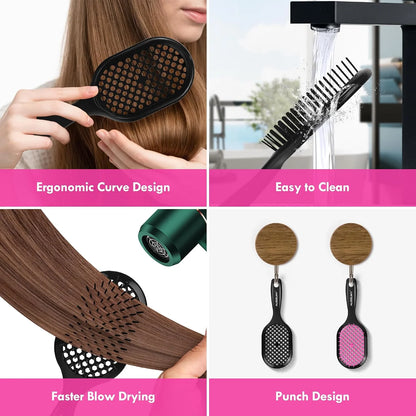 Vented Detangling Hair Brush - 2 Pack Detangler Hairbrush for Effortless Tangle Removal - Ultra-Soft Bristles -For Natural Curly Straight Wet Dry Damaged Hair for Women Men Kids - Black & Blue