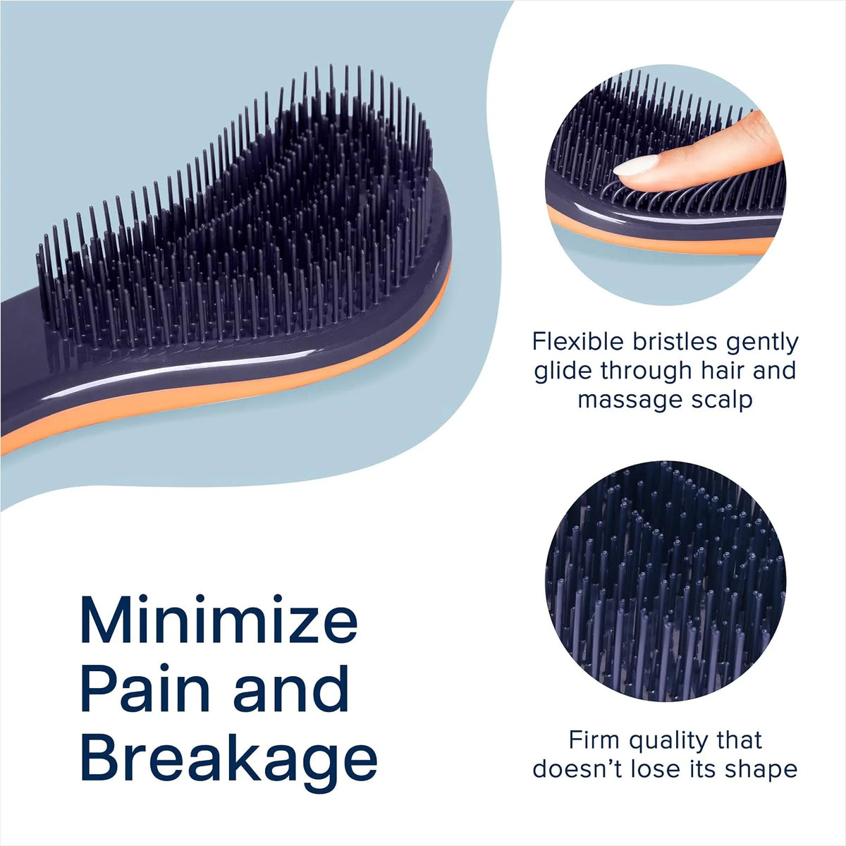Crave Naturals Glide Thru Hair Brush - Detangler Brush for Curly, Straight, Wet or Dry Hair - Gentle Detangling Brushes for Adults, Kids, Toddlers - Hair Accessories for Women, 7.5x3" - Pink