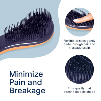 Crave Naturals Glide Thru Hair Brush - Detangler Brush for Curly, Straight, Wet or Dry Hair - Gentle Detangling Brushes for Adults, Kids, Toddlers - Hair Accessories for Women, 7.5x3" - Pink