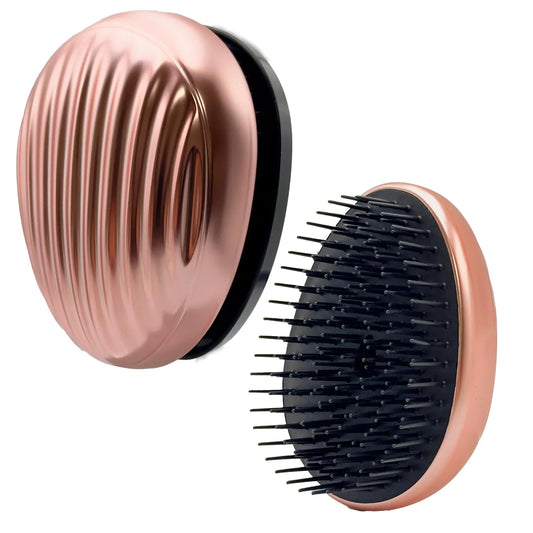 WYNK Mini Travel Detangling Hairbrush Detangler with Cover, Champagne Gold