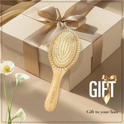 Bamboo Hair Brush for Men & Women – Natural Scalp Massager with Steel Bristles, Promotes Hair Growth, Anti-Static & Travel-Friendly, Wet Brush & Detangler (Kids/Adults)