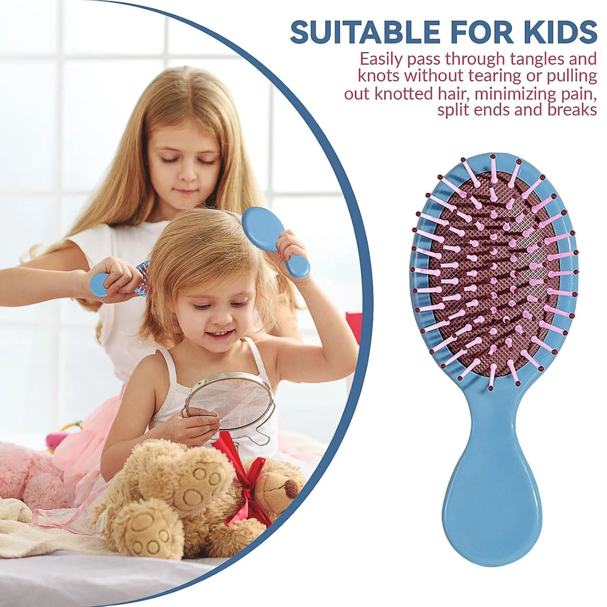2P Mini Hair Brush,Brush Squirt Detangling Brush,Mini Detangler Brush, No Tangle Ultra-Soft IntelliFlex Bristles,with Ease Knots Without Tears or Breakage (Bright flour)