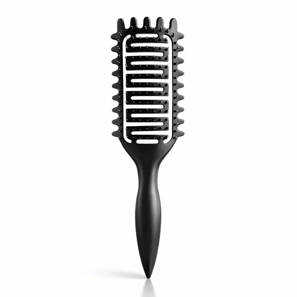 Curl Defining Brush for Curly Hair, Vented Detangling Hair Brush for Wet and Dry Styling, Curved Brush for Shaping and Smoothing Curl Clumps, Lightweight Hair Brush (2Pcs Black)