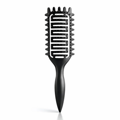 Curl Defining Brush for Curly Hair, Vented Detangling Hair Brush for Wet and Dry Styling, Curved Brush for Shaping and Smoothing Curl Clumps, Lightweight Hair Brush (2Pcs Black)