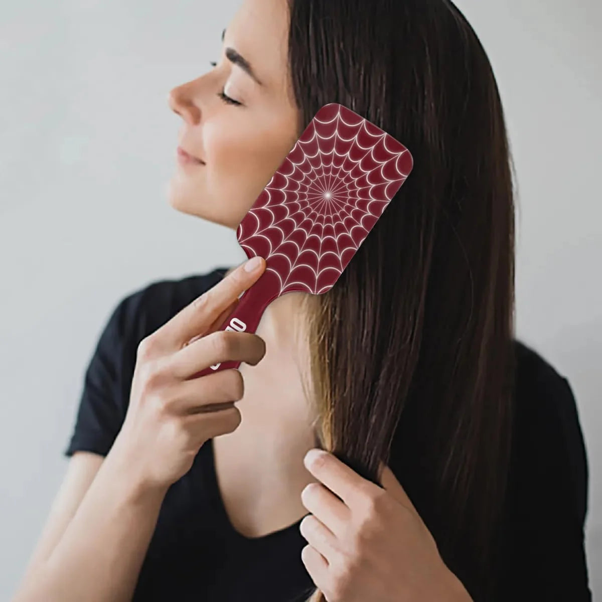 Personalized-Kids-Hair-Brush for Boy Girls Custom Gift Detangler Brush Soft Bristle Hair Brushes Travel Hair Brush for All Hair Types Christmas Hallowmas Spider Web Sliver Dot
