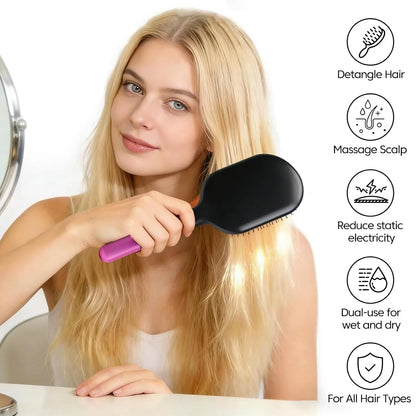 Anti-Static Detangling Hair Brush with Storage Box & Base, Rose Red
