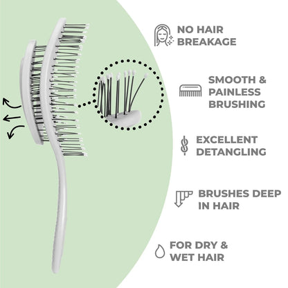 Ninabella Detangler Brush - No Tangle Hair Brush for Women, Fine, Thick and Long Hair - Hairbrush for Wet and Dry Hair, Gentle on the Scalp - Elegant Black