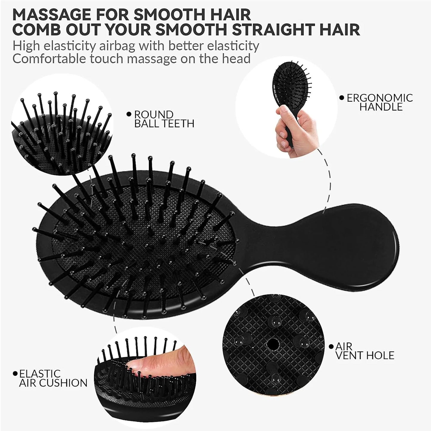 2P Mini Hair Brush,Brush Squirt Detangling Brush,Mini Detangler Brush, No Tangle Ultra-Soft IntelliFlex Bristles,with Ease Knots Without Tears or Breakage (Bright flour)