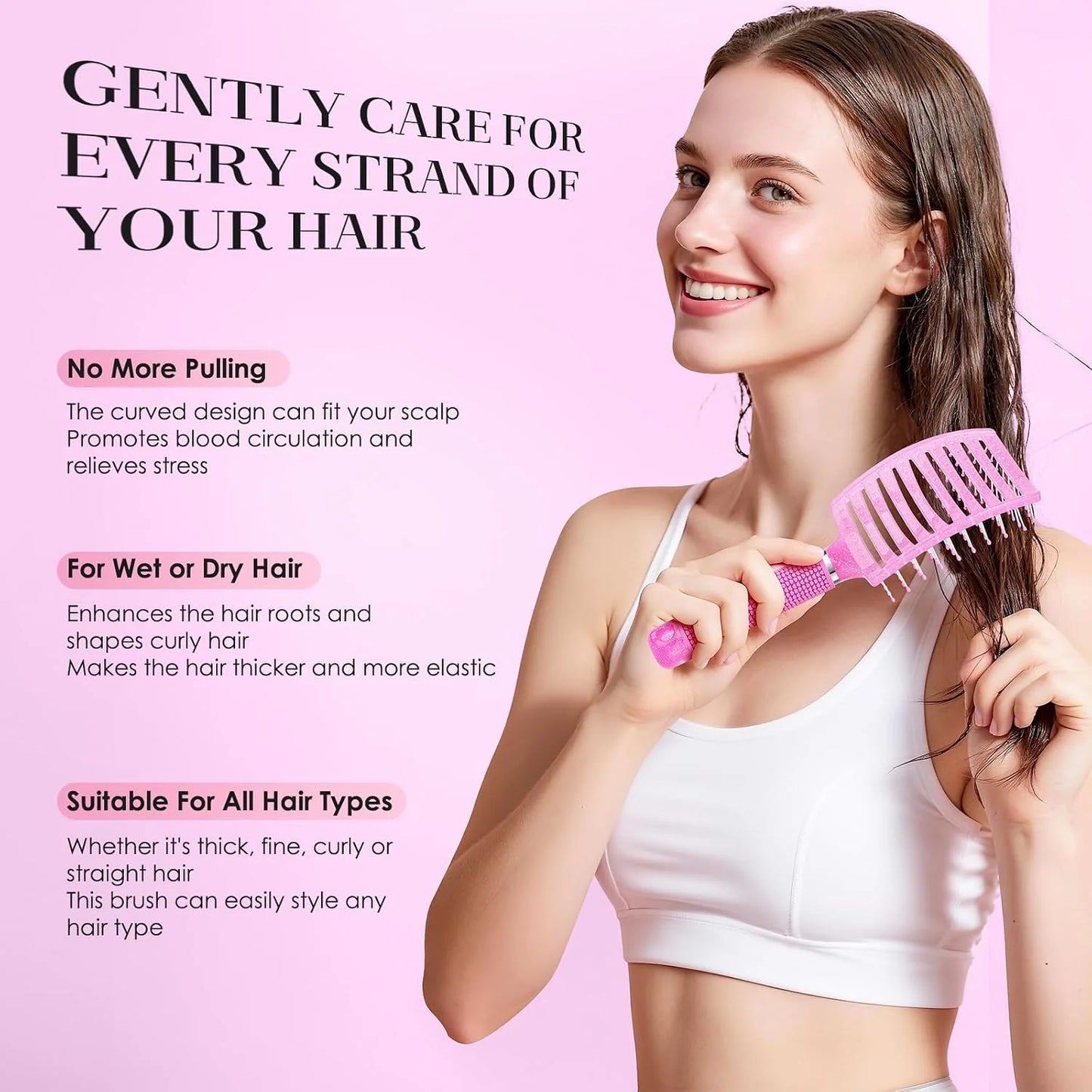 Hair Brush, Professional Curved Vented Brush with 25MM Bristles for Faster Blow Drying, Detangling for Wet Dry Hair, Paddle Brush for Thick Curly Straight Hair for Women & Men